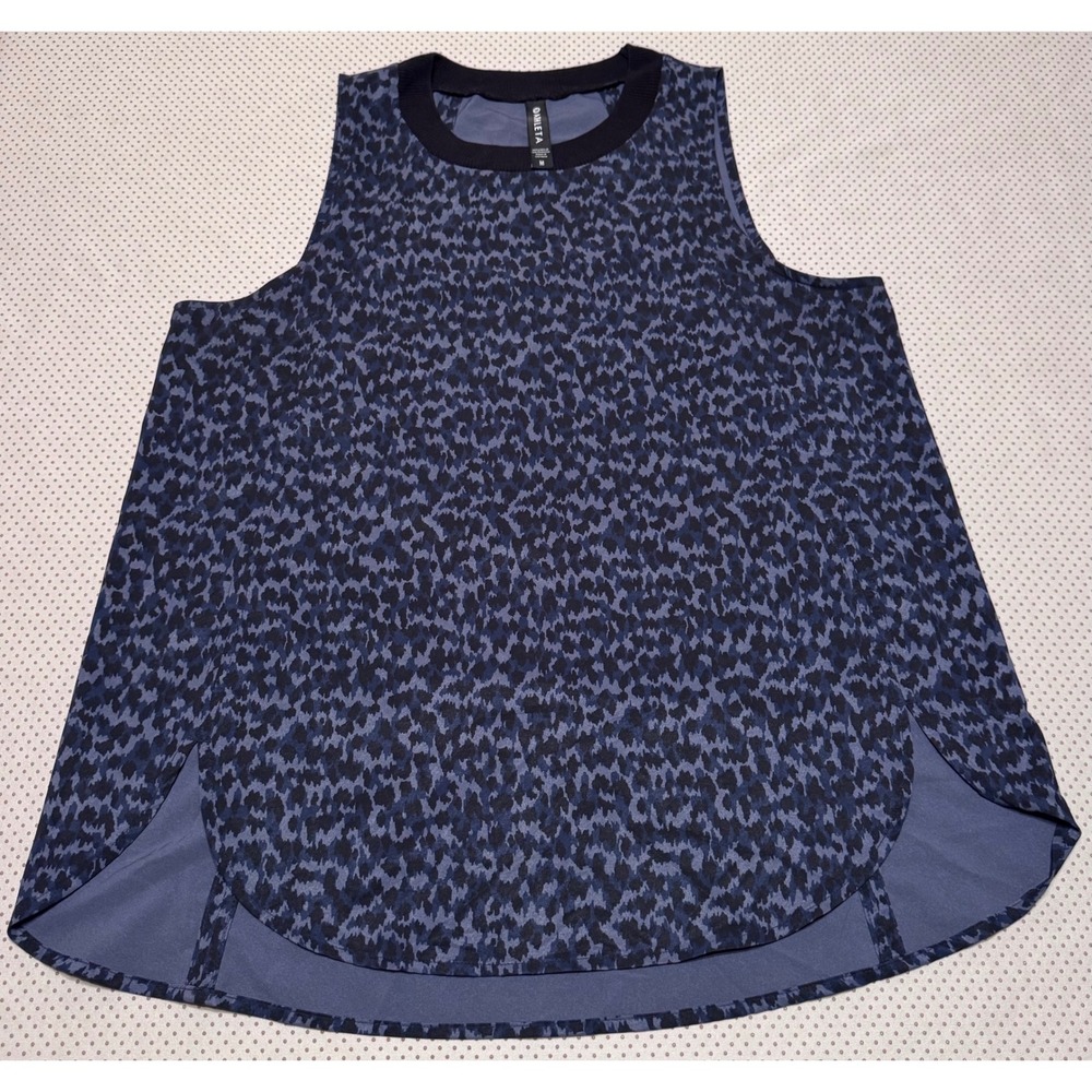 Athleta Women's Blue Black Zephyr Abstract Animal Print High Low Tank Top Size M